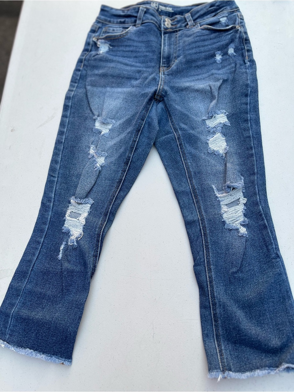 BDG Blue Distressed Flare Jeans